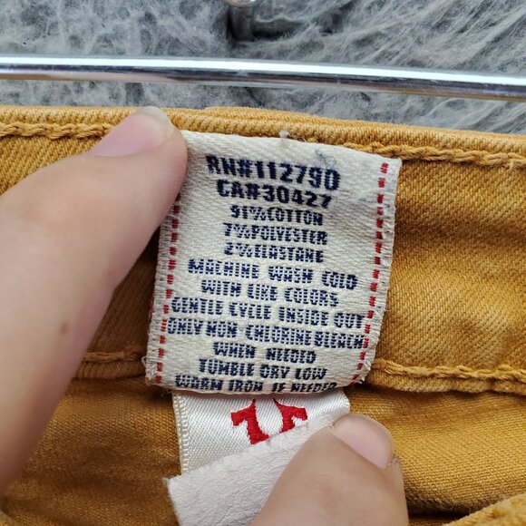 True Religion Jeans Womens 27 Yellow Halle Mid-Rise Skinny Cotton Blend - Picture 5 of 13